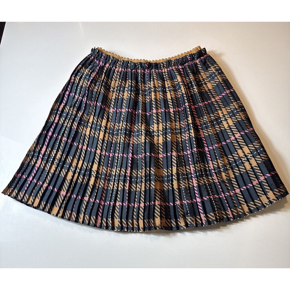 Abel & Lula Girls Pleated Plaid Skirt Brown Black Pink‎ Size 14